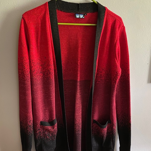 EFF THE PATRIARCHY LONGLINE CARDIGAN- Red, purple, black ombre - Picture 7 of 7